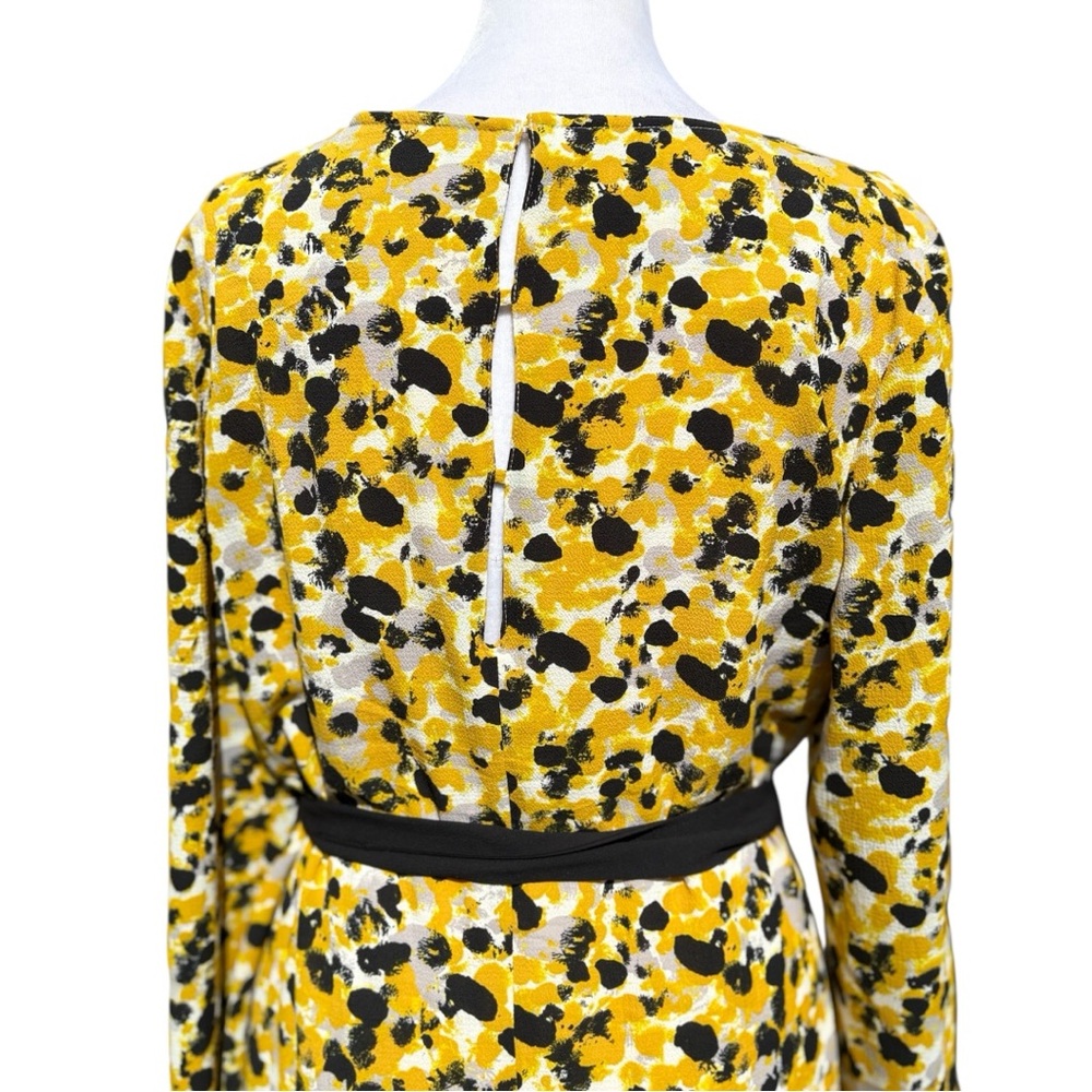 H&M Abstract Brushed Floral Yellow Crepe Dress | (US 12*) - Picture 3 of 10
